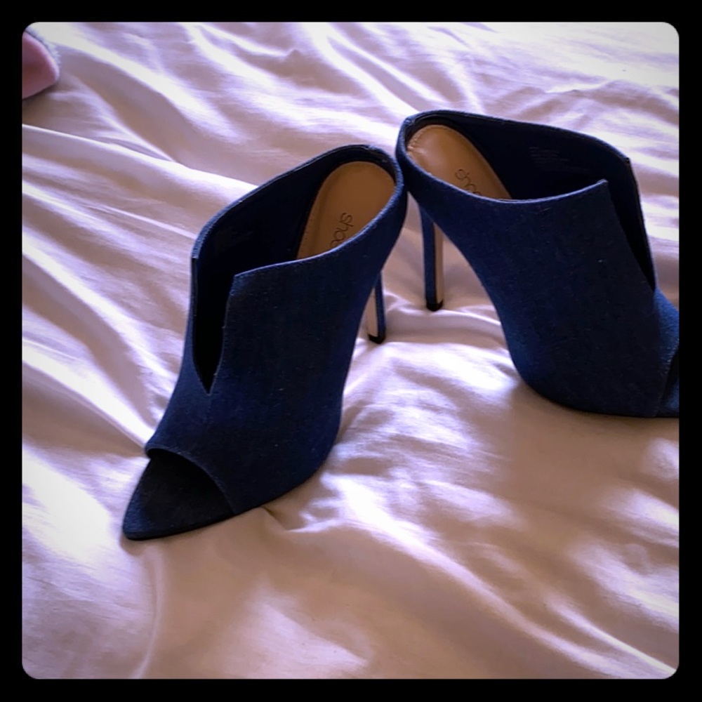 Blue denim heels